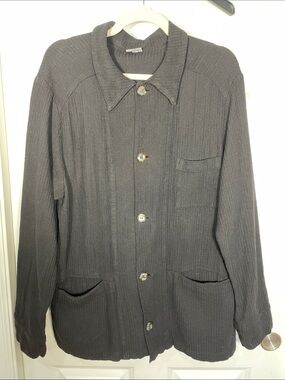CP Shades Men’s Button Up Shirt Medium Jacket Cotton Crinkle Collar Pockets